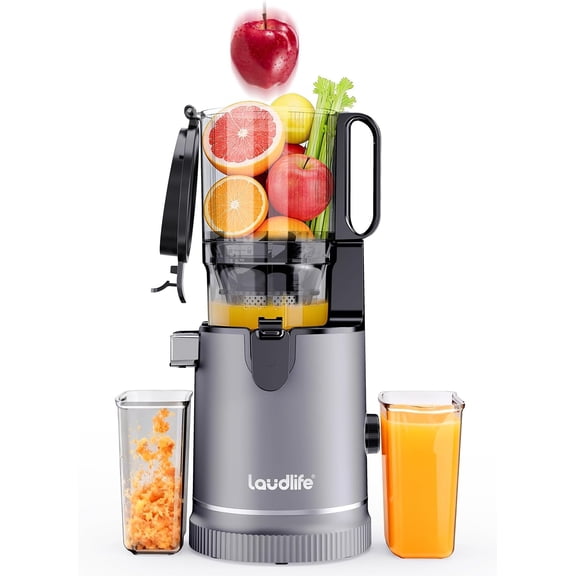 Cold Press Juicer Machine, 5.9" Wide Feed Chute Juice Extractor, 80 oz Large Hopper, Easy to Clean & High Yield, BPA Free, Slow Masticating for Whole Fruits Vegetables
