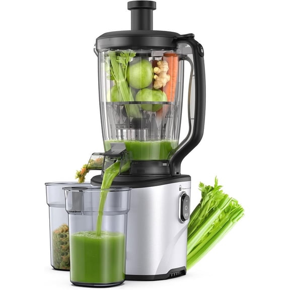 Cold Press Juicer Machine, 6.5" Wide Chute Masticating Juicer with 2.95L Large Capacity, All-in-One Slow Juicer for Whole Fruits & Vegetables, High Yield, Easy Assembly & Clean for Family
