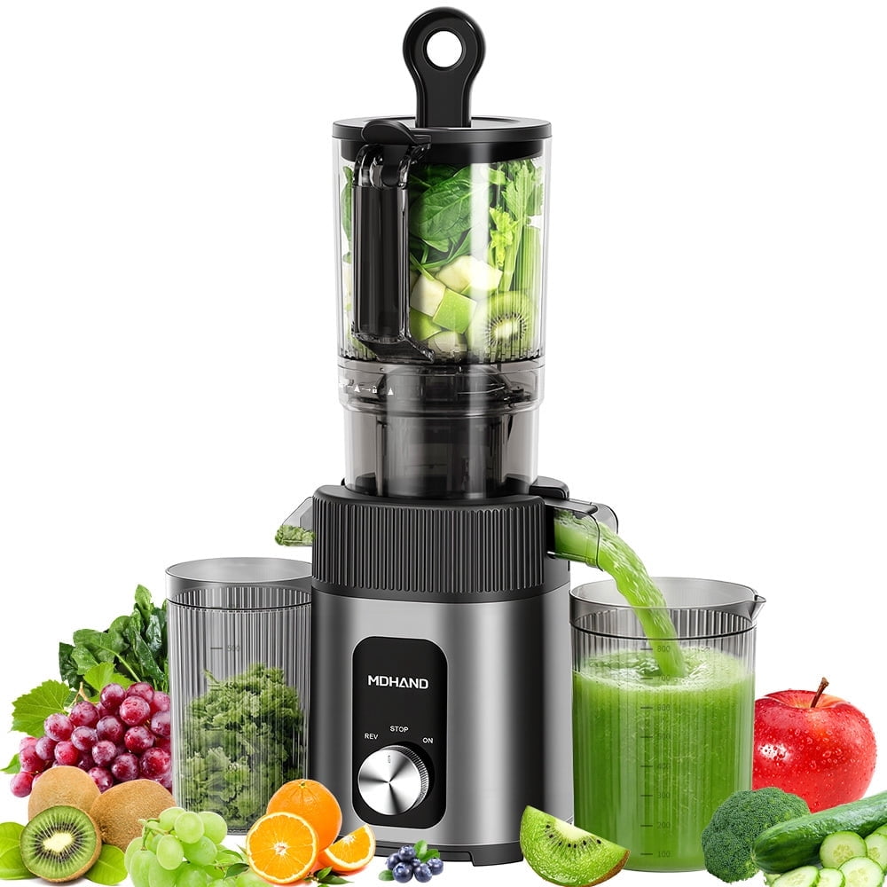 DFITO Cold Press Juicer Machine, 200W Slow Masticating Juicer, Extra Large Feed Chute, Reverse Function