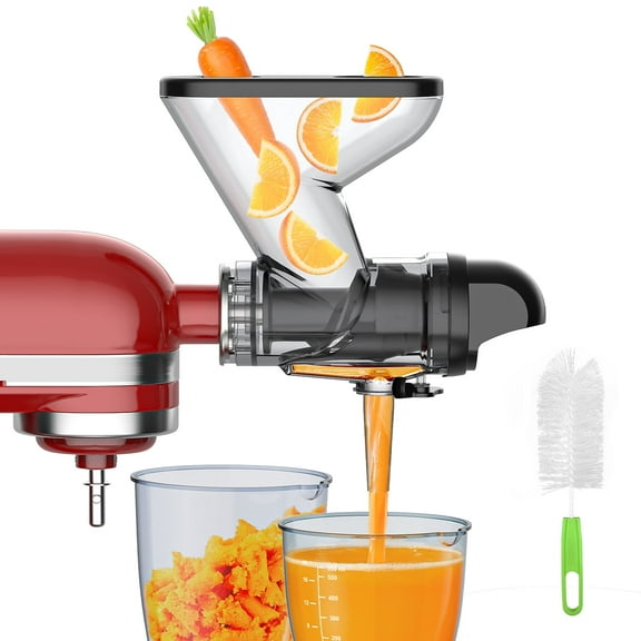 GVODE Cold Press Juicer Machine,Slow Masticating Plastic Juicer Attachment with Dual Feed Chute for KitchenAid Stand Mixers