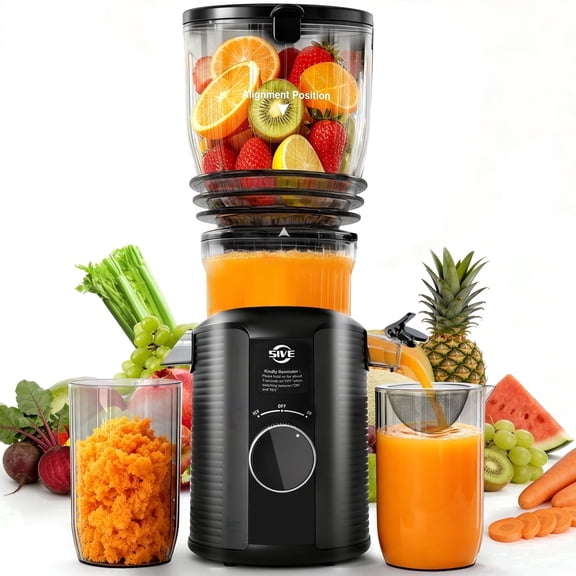 Cold Press Juicer Machine,Wide Chute Masticating Juicer, Slow Juicer for Whole Fruits & Vegetables, Easy to Clean Electric Juice Extractor, Juice Maker with Recipe Guide