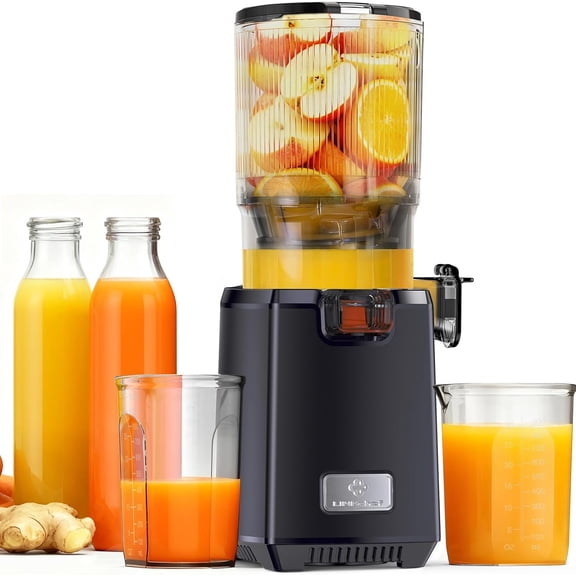 Cold Press Juicer Machines, 130mm Diameter and 1.8L Capacity Juicers Whole Fruit and Vegetable, 250W Masticating Slow Juicer with Automatic Cutting, BPA-Free Tritan