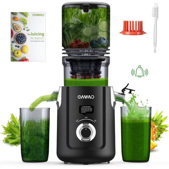 Cold Press Juicer Machines 5.1 Wide Feed Chute Slow Masticating Juicer for Whole Fruits & Vegetables Easy to Clean High Juice Yield BPA Free Black