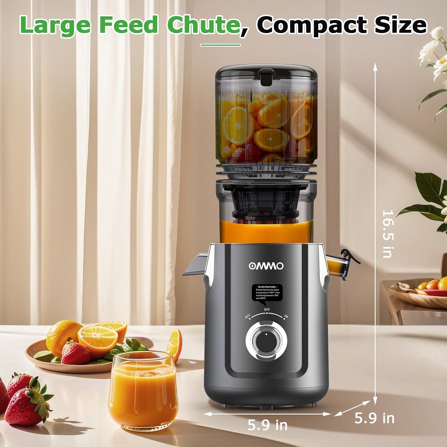 Cold Press Juicer Machines: 5.1" Wide Feed Chute Slow Masticating Juicer for Whole Fruits & Vegetables, Easy to Clean, High  Yield, ,