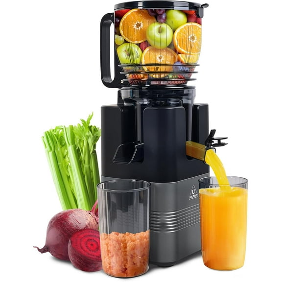 Cold Press Juicer Machines 5.8 Extra Wide Feed Chute Juicer Machines 350W Slow Cold Press Juicer Machines Slow Masticating Juicer with High Juice Yield for Whole Vegetables & Fruits Easy to Clean