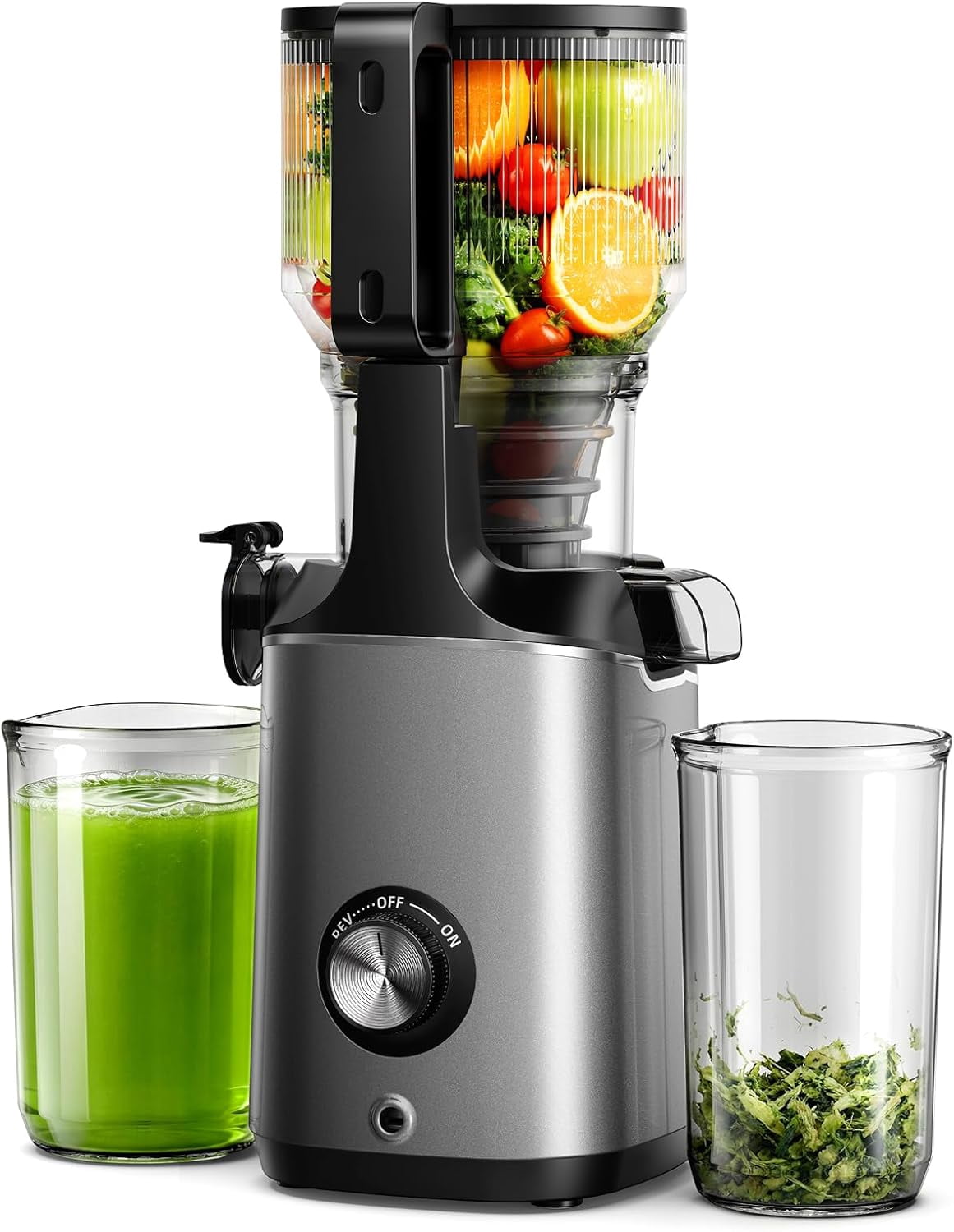 Cold Press Juicer Machines, 5.8" Wide Feed Chute, Slow Masticating Juicer for Whole Vegetables and Fruits, 99.6% High Juice Yield, Easy to clean, Juicer Machines with