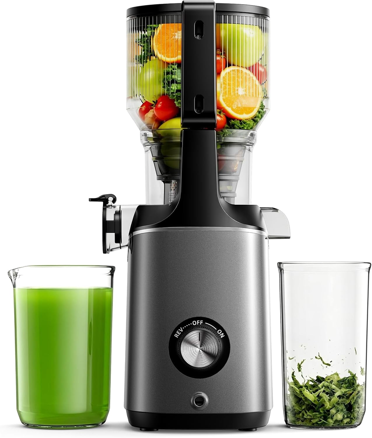 Cold Press Juicer Machines, 5.8" Wide Feed Chute, Slow Masticating Juicer for Whole Vegetables and Fruits, 99.6% High Juice Yield, Easy to clean, Juicer Machines with