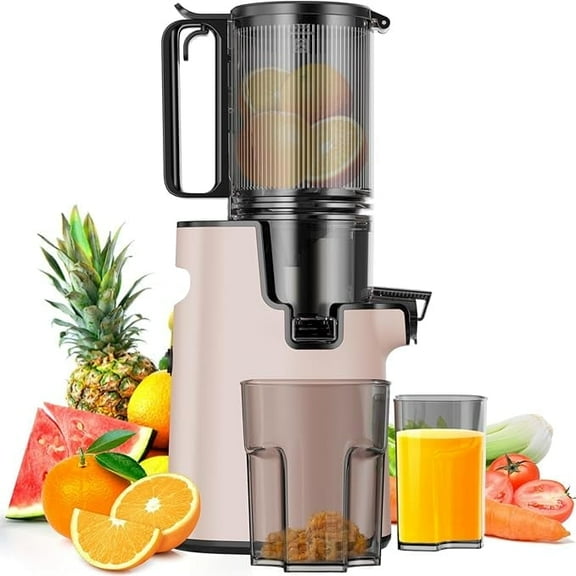 Aumpkin Cold Press Juicer, Juice maker with 5.4" Wide Feed Chute, 350W Slow Masticating Juicer for Whole Fruits and Vegetables, High Yield Machine (Pink)