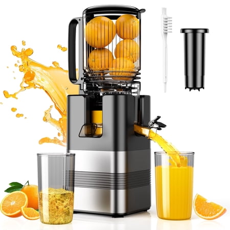 TINANA COLD PRESS JUICER MACHINE, 5.4 IN WIDE FEED CHUTE, UP TO 450W PROFESSIONAL SLOW MASTICATING JUICER FOR WHOLE VEGETABLES & FRUITS, BATCH JUICING, REVERSE FUNCTION TO CLEAR BLOCKAGES, MP-802T