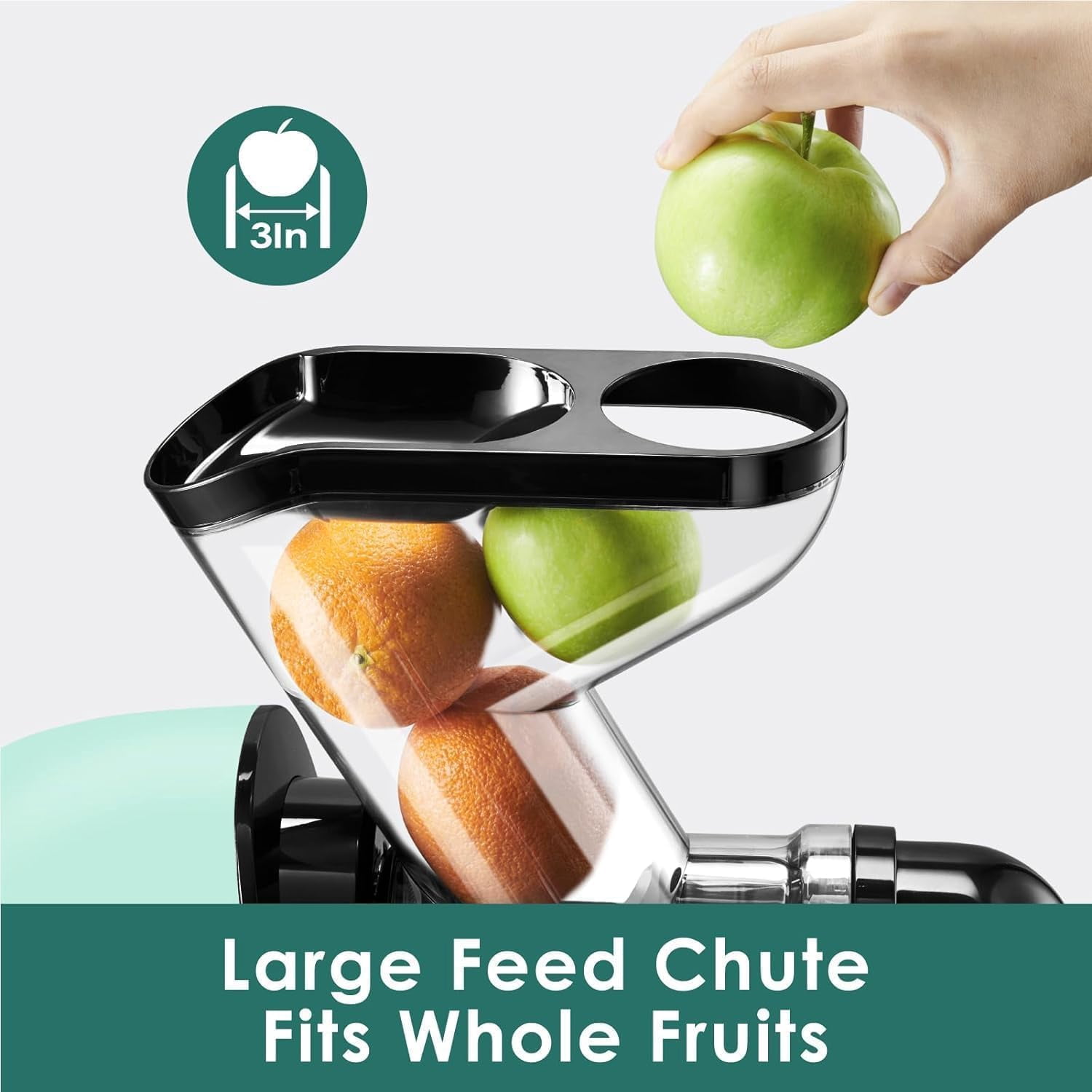Cold Press Juicer  with 3 Inch Feed Chute, Quiet Masticating Juicer for High  Yield,  Tritan Material, 200W Motor for Fruits and Vegetables