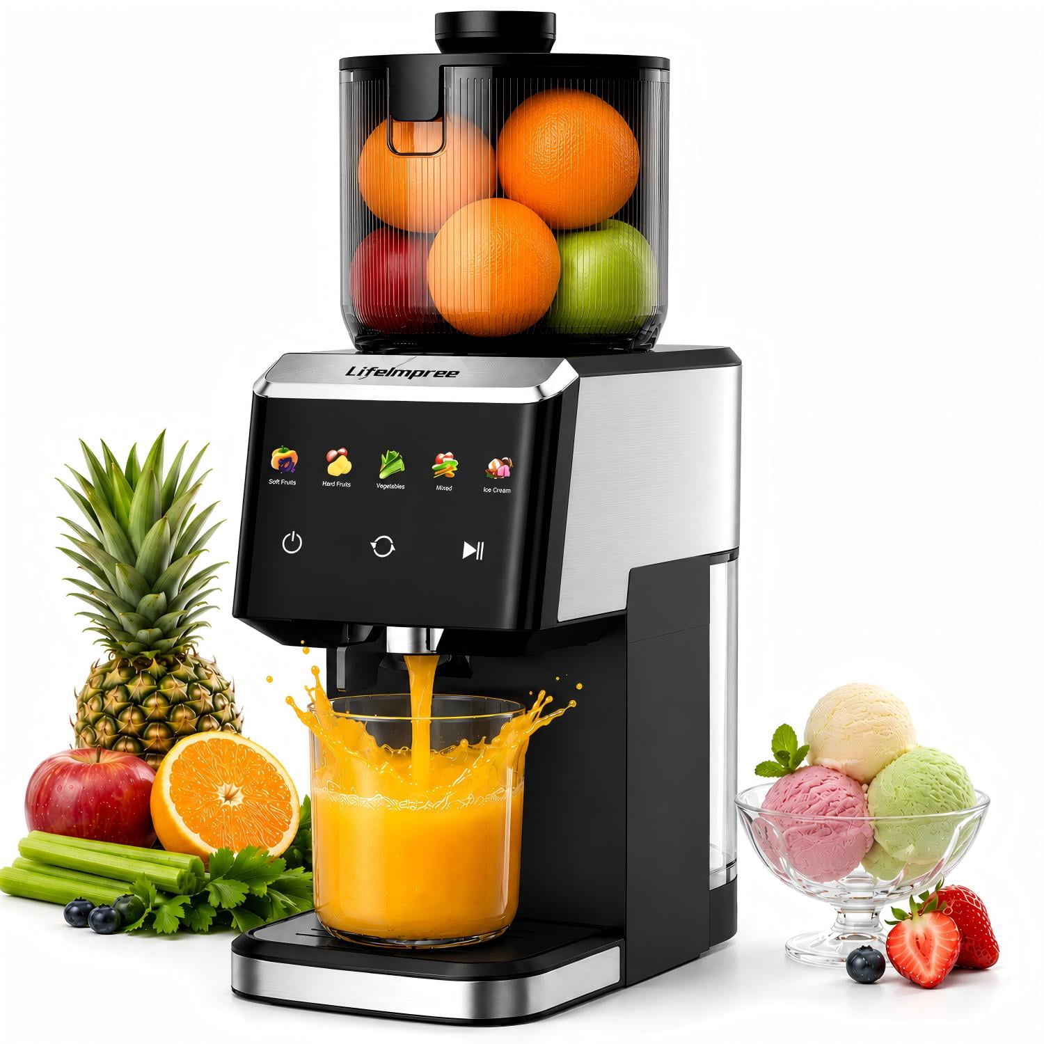 LifeImpree Juicer Machine, Touchscreen Cold Press Juicer with 5.4