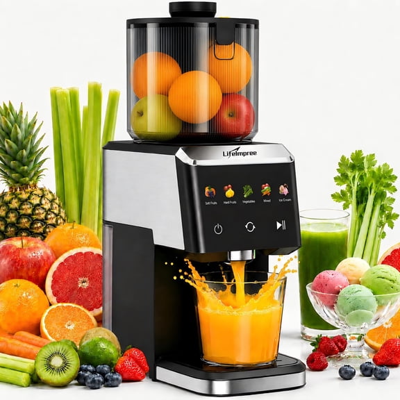 Juicer Machines, Touchscreen Slow Masticating Cold Press Juicer with 5.4" Wide Chute, 5 Smart Speeds for High Juice Yield, Easy to Clean & Dishwasher Safe, Quiet Motor