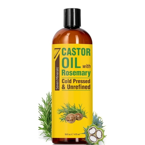 Seven Minerals Cold Pressed Castor Oil with Rosemary - 16 fl oz - Unrefined & Hexane Free