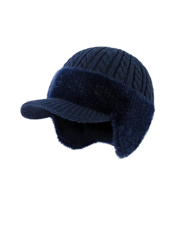 Cold-Proof Ear-Protecting Knitted Hat, 3-in-1 Winter Warm Baseball Cap with Fleece Lining for Outdoor Sports and Daily Cold Weather Use