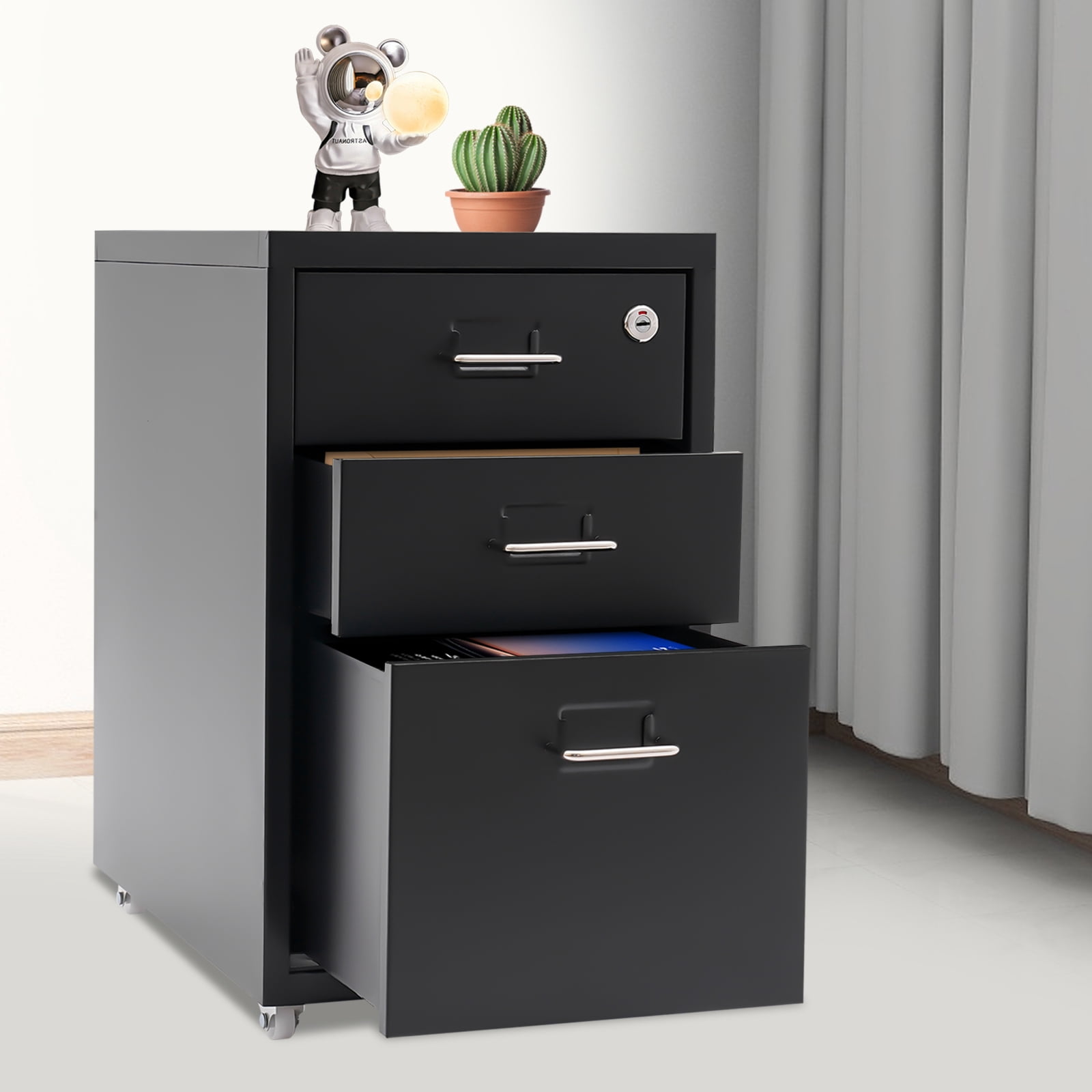 Cold-Rolled Steel Vertical File Cabinet, Electrostatic Spraying, Freestanding Drawer For Home Office To Organize Files, Toiletries, Crafts And Small Items