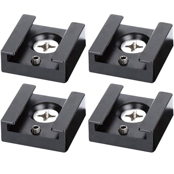 Cold Shoe Mount Aluminum Adapter Bracket Hot Shoe with 1/4 Thread for Camera Cage Flash Shoe Mount(4 PCS)