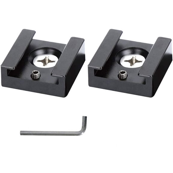 Cold Shoe Mount Aluminum Adapter Bracket Hot with 1/4 Thread for Camera Cage Flash Mount(2 PCS)