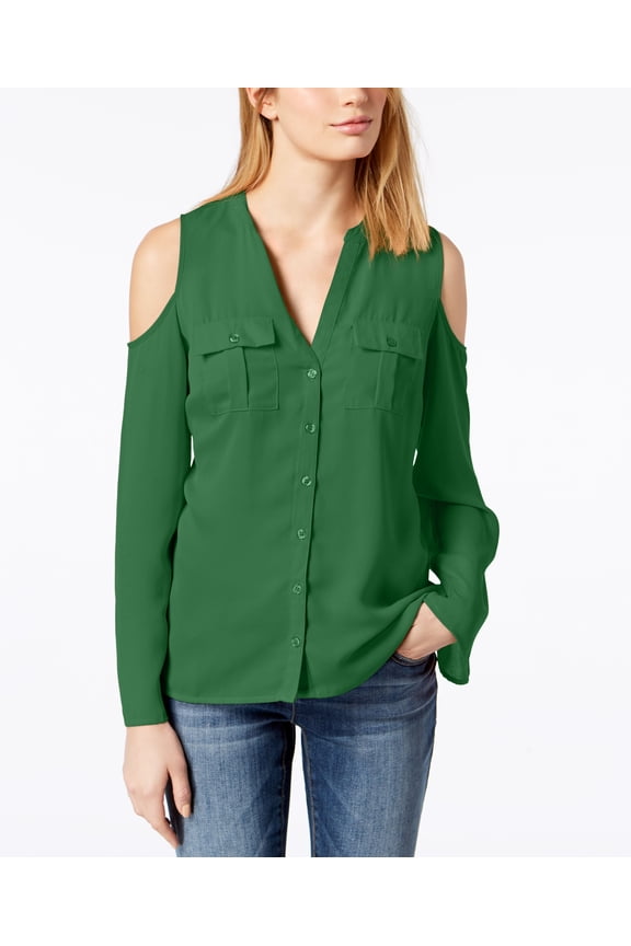 Cold Shoulder Blouse Dark Emerald 2XL