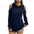 thumbnail image 1 of Cold Shoulder Hoodies Sweatshirt for Women Pullover Casual Long Sleeve Solid Color Tunic Tops Sexy Loose T-Shirts, 1 of 9