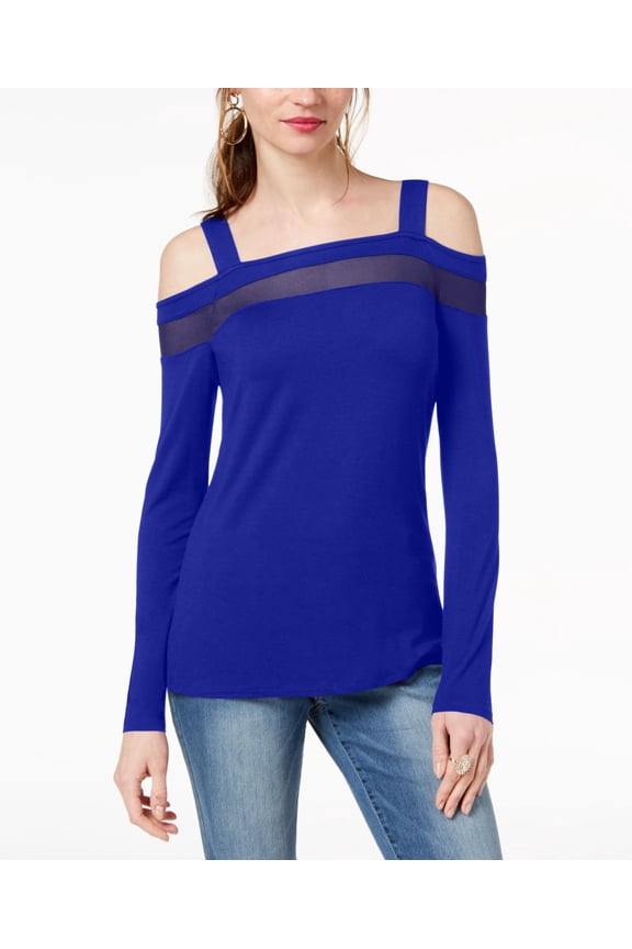 Cold Shoulder Illusion Top Bright Blue XS