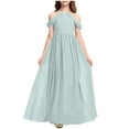 thumbnail image 1 of Cold Shoulder Junior Bridesmaid Dress Pleated Chiffon Flower Girls Dresses for Formal Wedding Pageant Party Gown 3-14T, 1 of 5