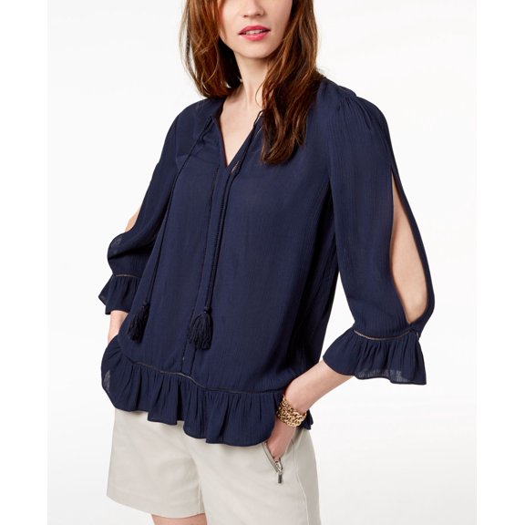 Cold Shoulder Peasant Top Deep Twilight M