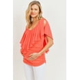 thumbnail image 1 of Cold Shoulder Scoop Neck Ruffle Maternity Top, 1 of 3