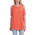 thumbnail image 1 of Cold Shoulder Short Ruffle Sleeve Tunic Top, 1 of 14