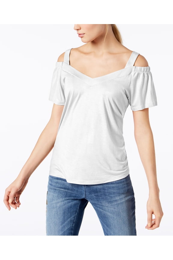 Cold Shoulder Top Bright White M