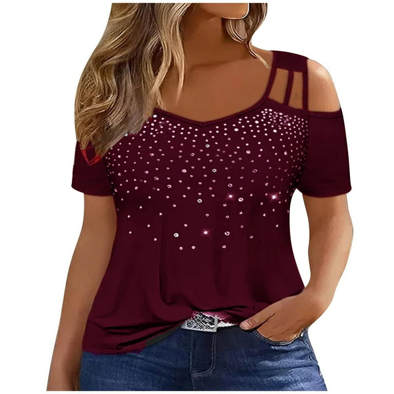 Rhinestone plus size tops deals
