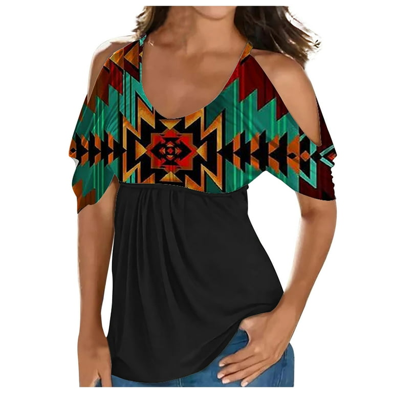 Cold shoulder western tops clearance