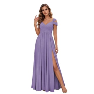 Cold Shoulder Wrap V Neck Bridesmaid Maxi Dress Crisscross Lace Up Back High Slit Chiffon Formal Gown