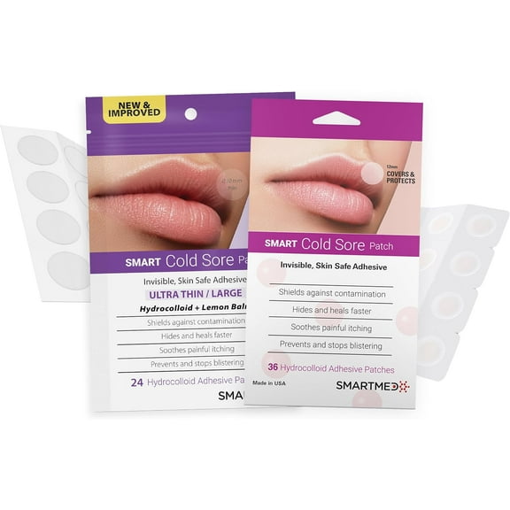 Cold Sore Treatment Patch Duo - Large Ultra Thin 15mm & Original Thin 12mm 60 Patches