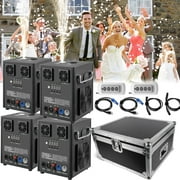 Cold Spark Firework Machine 4Pack Stage Equipment 3-16FT Adjustable Flame Special Effect Machine with Gator Aviation Case DMX Remote for Wedding DJ Disco Party Dance Show 700W