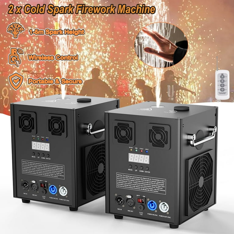 DMX512 Cold Spark Firework Machine, Low Noise, Wireless Remote, 2