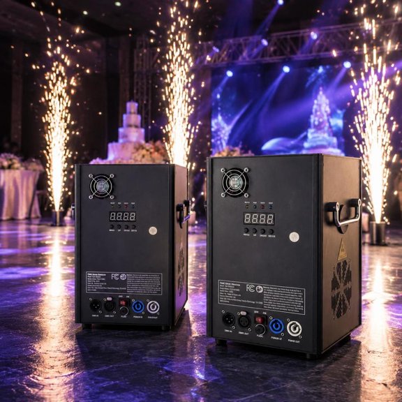 Cold Spark Machine, 2 Pack 700W, DMX Control, LED Screen, 6.6-16.4Ft Height Adjustable, for Wedding Stage DJ Events