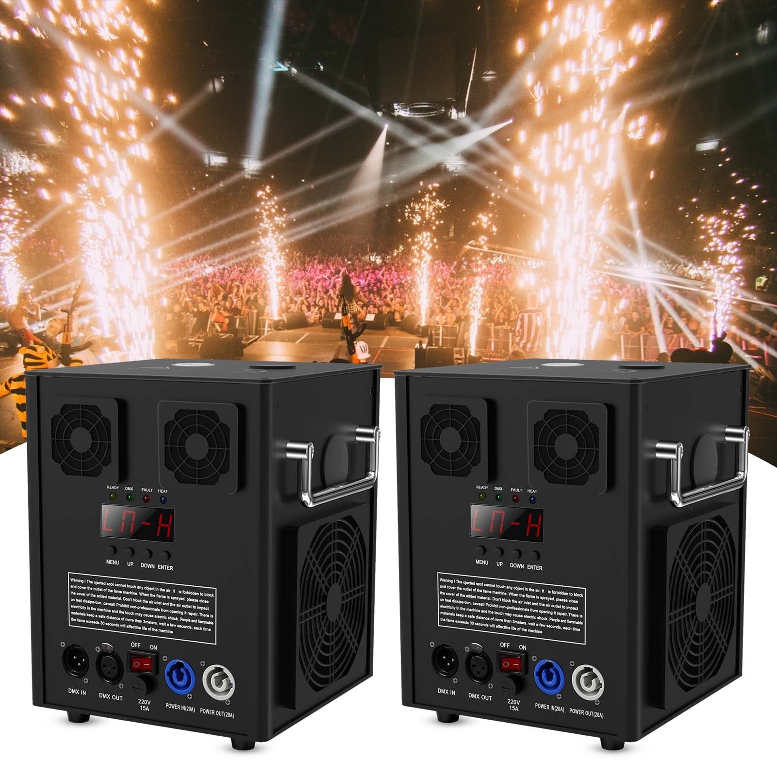 Cold Spark Machine 700W DMX Stage Effect Machine 6.6-16ft for Stage DJ Disco 2 Pcs Black