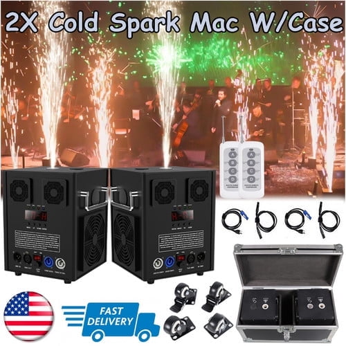 Cold Spark Machine 700W Large Cold Spark Firework Machine 6.6-16ft for DJ Special Effect with Flaght Case 2 Pcs