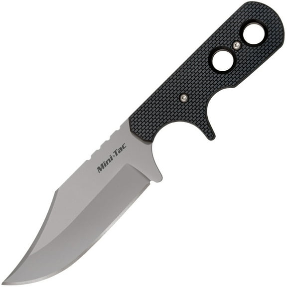 Cold Steel Mini Tac Bowie Fixed Blade Knife, Plain edge, 8Cr13MoV Steel with Secure-Ex Sheath and G-10 Styled Griv-Ex Handle
