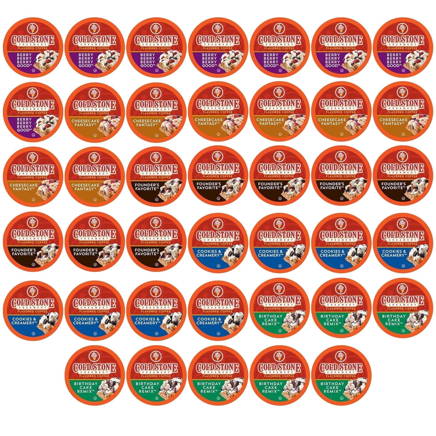 Cold Stone Creamery Assorted Variety Pack Ice Cream Coffee Pods for Single-Serve Coffee Brewers, 40 Ct