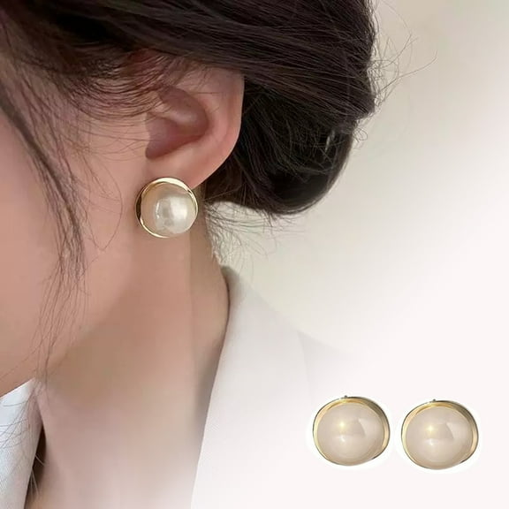Cold Style Big Pearl Earrings For Women French Retro Champagne Light High End Earrings