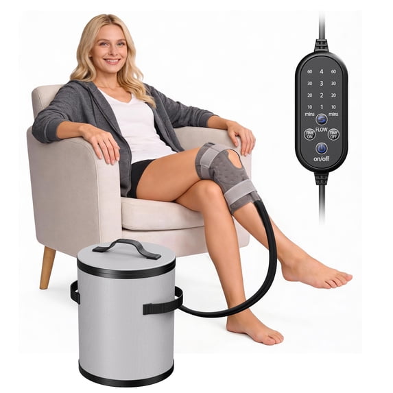 Cold Therapy Machine, Ice Machine for Knee After Surgery, cryotherapy Systerm with Pump, Adjustable Timer, Ideal for Knee Replacement Recovery, ACL,Swelling, Sprains, and Other Injuries (Light Gray)