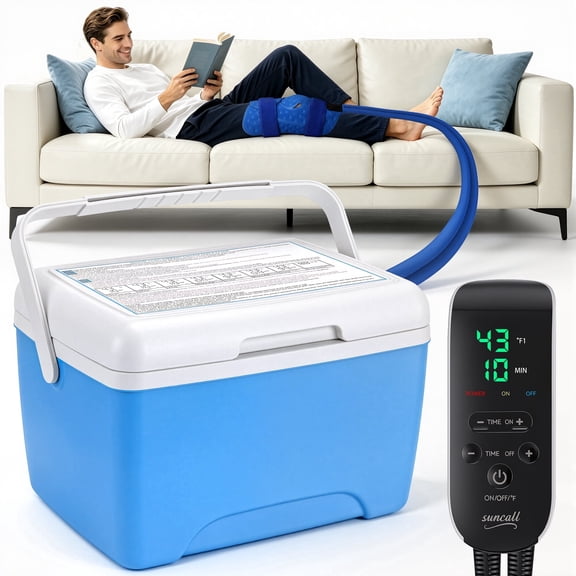 Suncall Cold Therapy Machine for Portable Quiet Pump - 9 Qt Ice Machine System with Timer & Temp Control, Multi-Use Pad for Knee, Shoulder, Waist, Ankle, Thigh