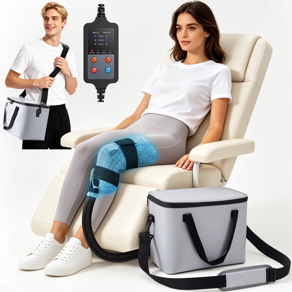 Suncall Cold Therapy Machine for Knee and Full Body - Ice System with Universal Pad - Timer and Temp Control - 10H Ice Retention 15Qt Cooler - Quiet Pump for Bedrest