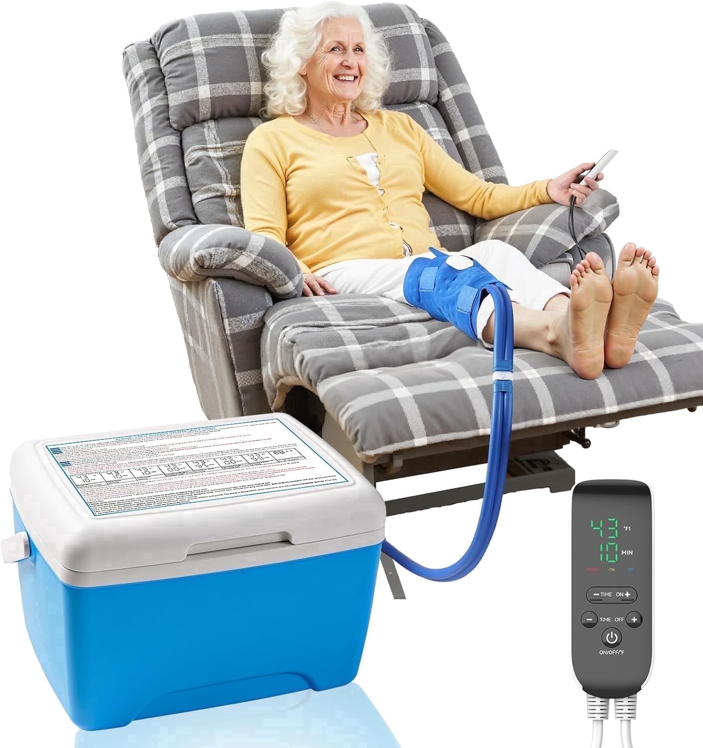 Cold Therapy Machine for Knee, 9Qt Fridge-Grade Cooler with Timer & Temp Control, 12-Hour Ice Retention, Quiet Pump for