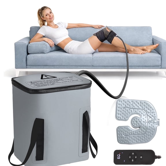 16Quart Cold Therapy Machine for Knee After Surgery - Knee Replacement Recovery System with Timer & Temp Control, 12-Hour Ice Retention 9Qt Fridge-Grade Cooler, Portable Quiet Pump & Compression Pad