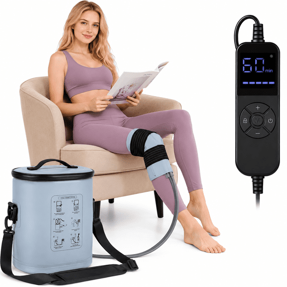 Cold Therapy Machine, Portable Ice Machine for Knee Shoulder Ankle, Ice Machine System with Timer & Temp Control, 15QT Leak-Proof Ice Barrel, 8-12 Hour Cooling for Relief