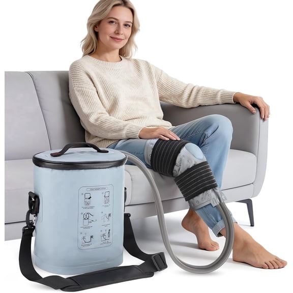 Cold Therapy Machine with Programmable Timer, Portable Knee Ice Machine for Knee After Surgery, Knee Replacement Recovery System, Cryotherapy Pain Relief w/Compression Pad