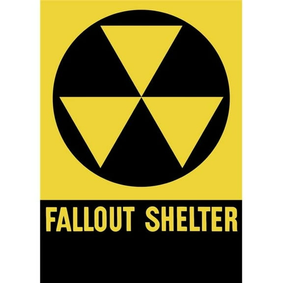 Cold War Era Fallout Shelter Sign Poster Print - 11 x 16