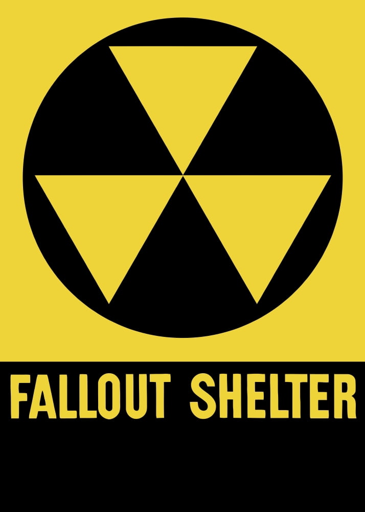 Cold War era fallout shelter sign Canvas Art - John ParrotStocktrek Images (12 x 17)